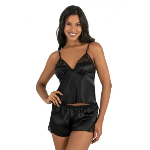 PRIMODA γυναικείο baby doll σε μαύρο χρώμα με δαντέλα 9203-BLACK