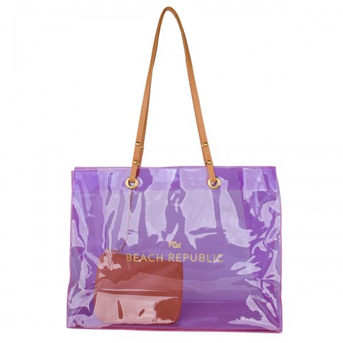 Beach Republic γυναικεία διάφανη τσάντα σε μωβ χρώμα με ενσωματωμένο νεσεσέρ CN6120